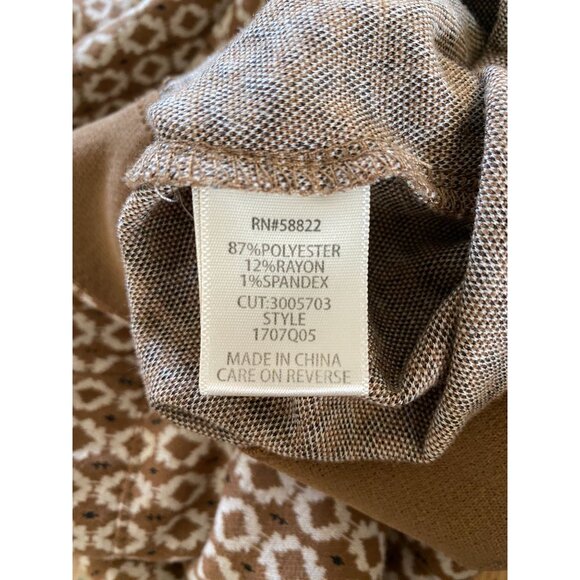 Max Studio London Womens Wide-Leg Geometric Pants L Polyester/Rayon Blend Tan - Picture 5 of 8